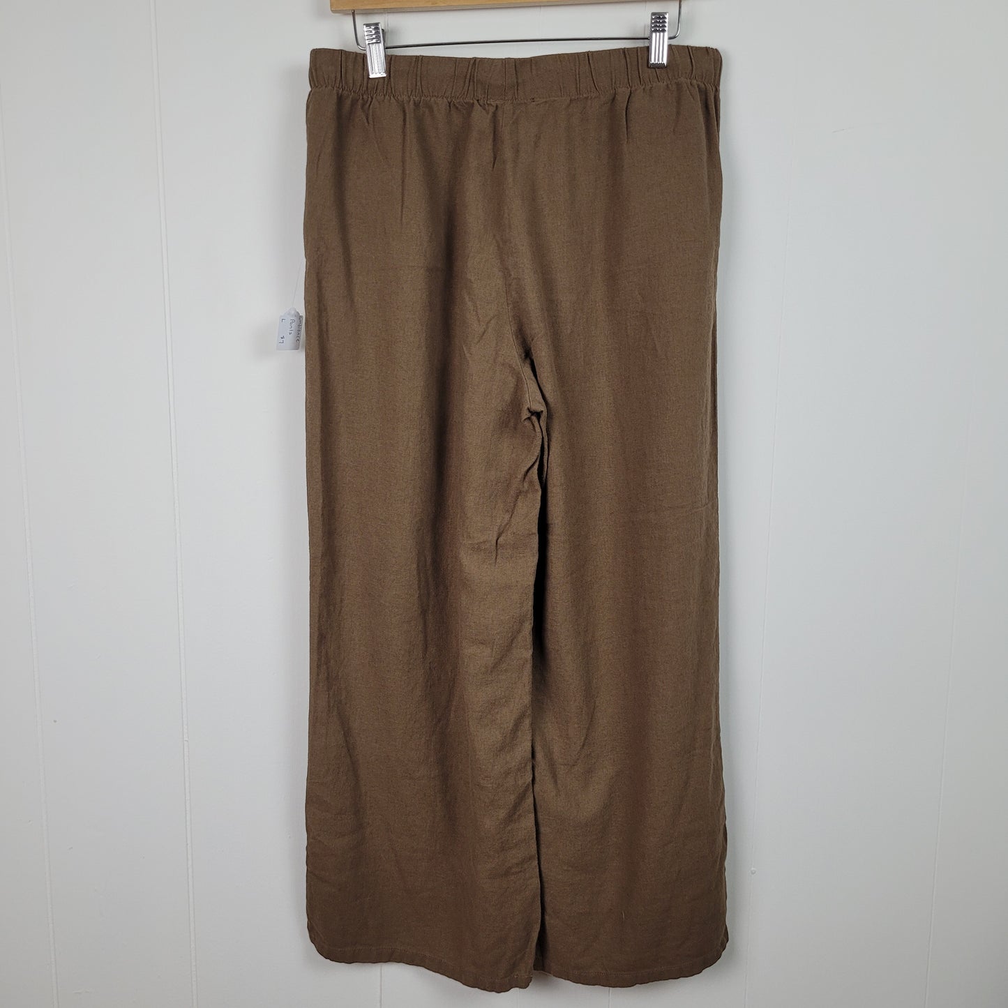 Camel Linen Blend Wide Leg Pants - ambiance apparel (Large)