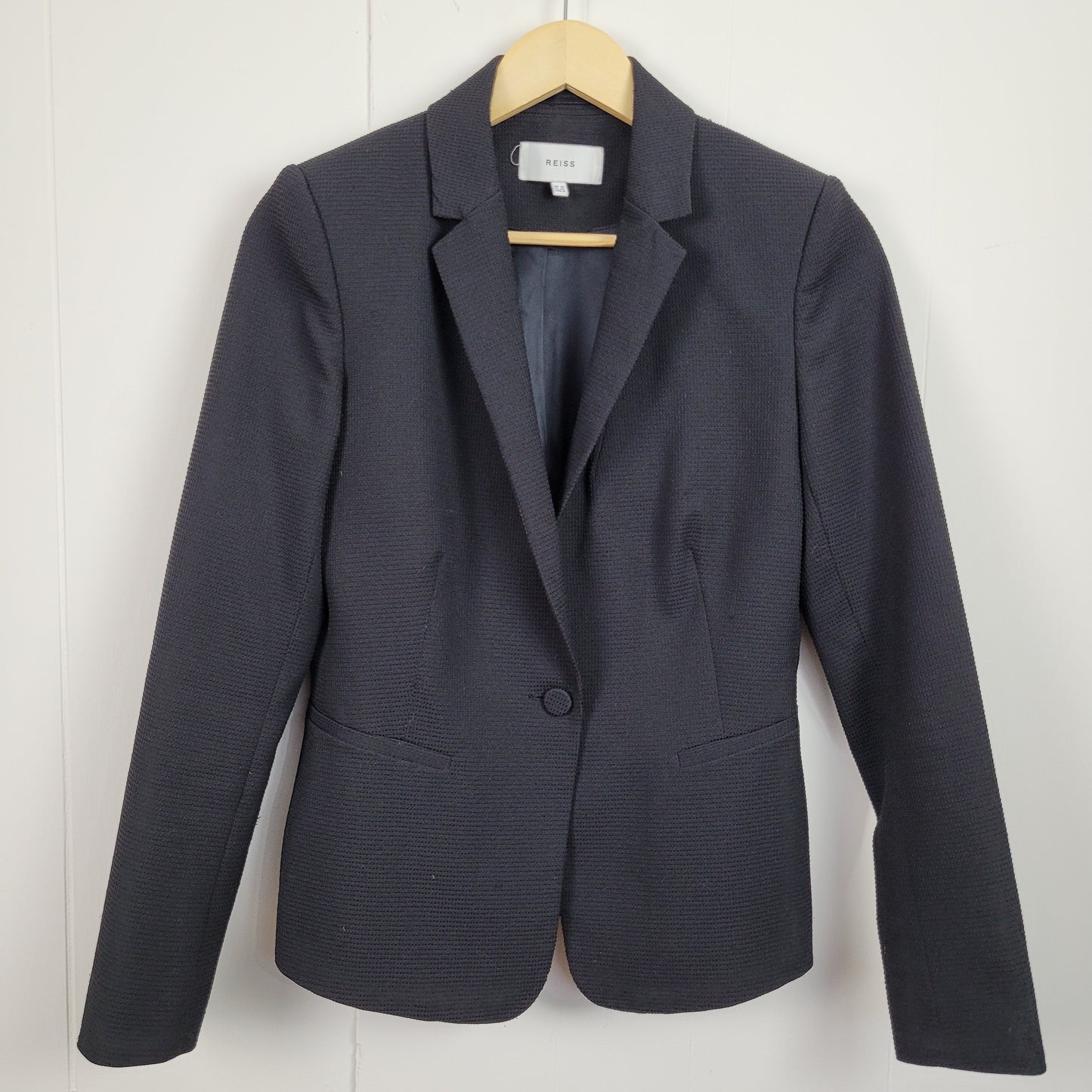 Black Textured Peplum Blazer - REISS (Size 6 US)