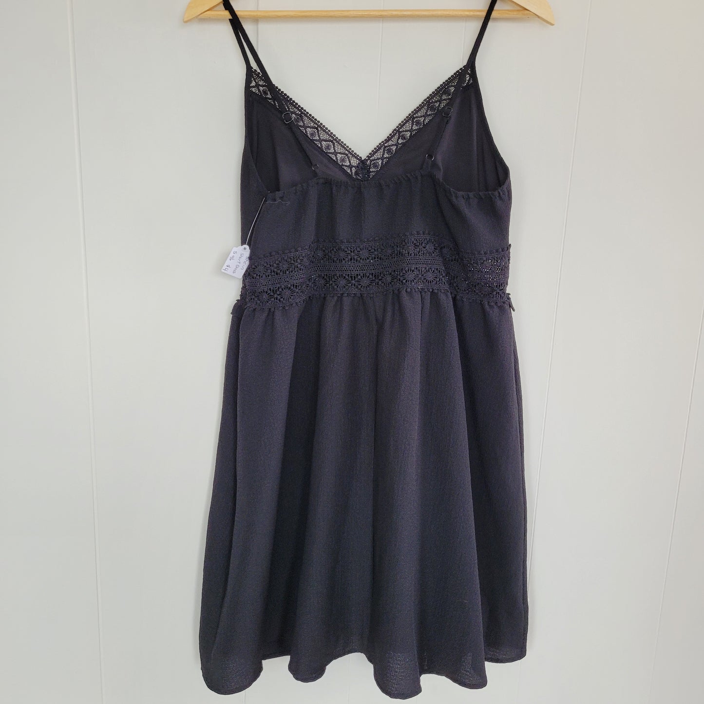 Black Lace Trim Babydoll Dress - Adjustable Straps - Size Small