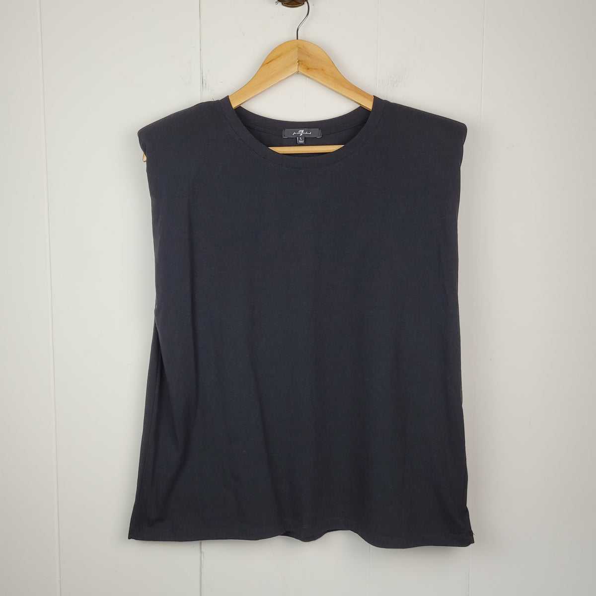 Black Padded Shoulder Muscle Tank - 7 For All Mankind (Size L)