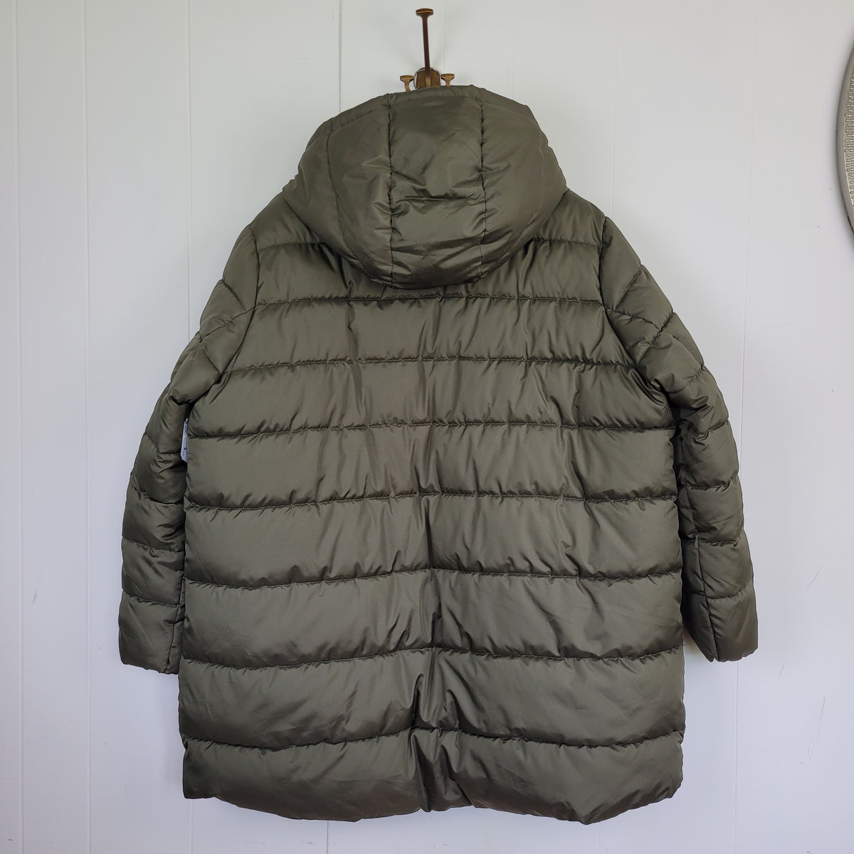 Olive Green Hooded Puffer Winter Coat - George Plus (Size 2X)