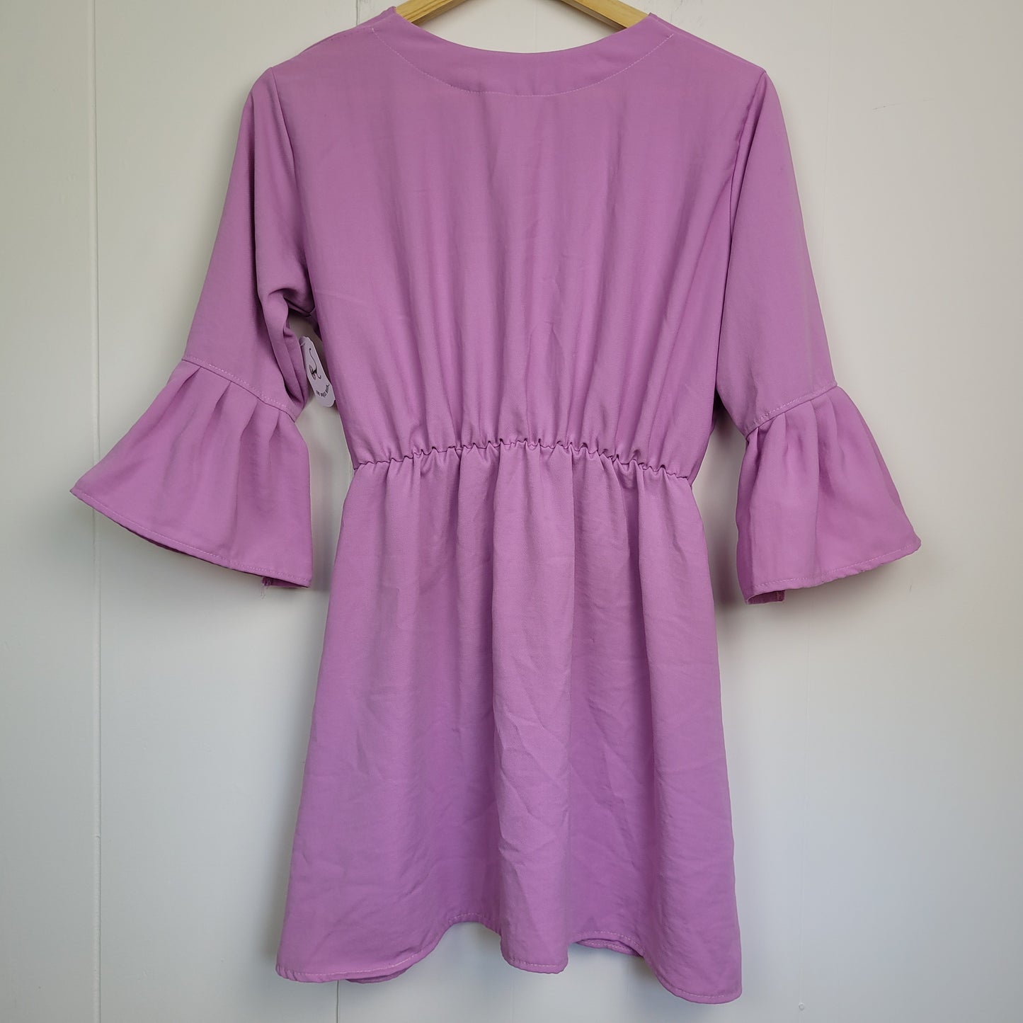 Lilac Faux Wrap Dress with Bell Sleeves - Philip Russel (Estimated Small)