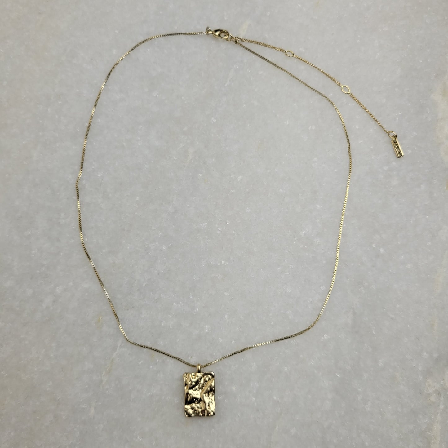 Pilgrim Gold Tone Textured Rectangle Pendant Necklace