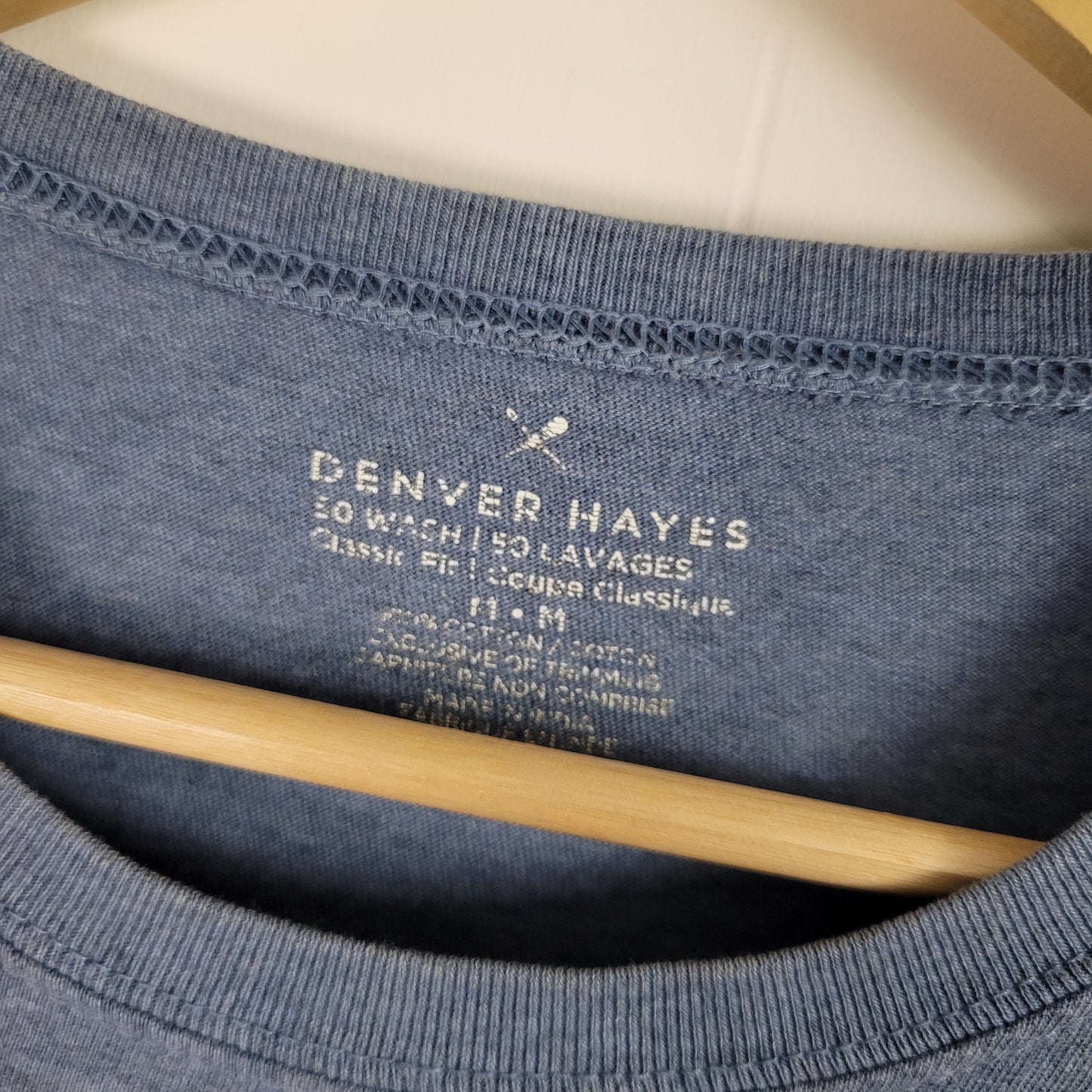 Blue Crew Neck Classic Fit T-Shirt - Denver Hayes (Men's Medium)