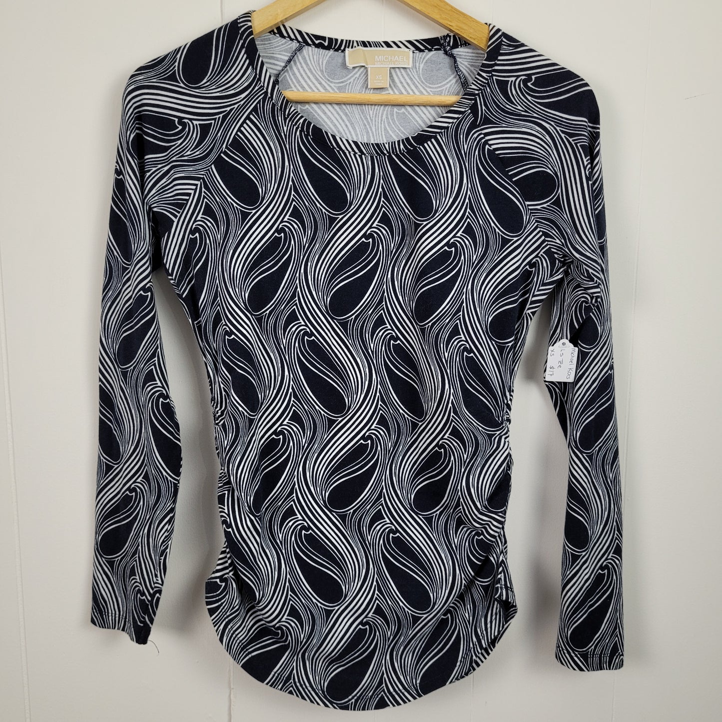 Navy & White Patterned Long Sleeve Top - Michael Kors (XS)