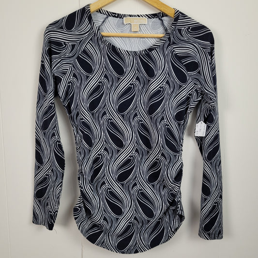 Navy & White Patterned Long Sleeve Top - Michael Kors (XS)