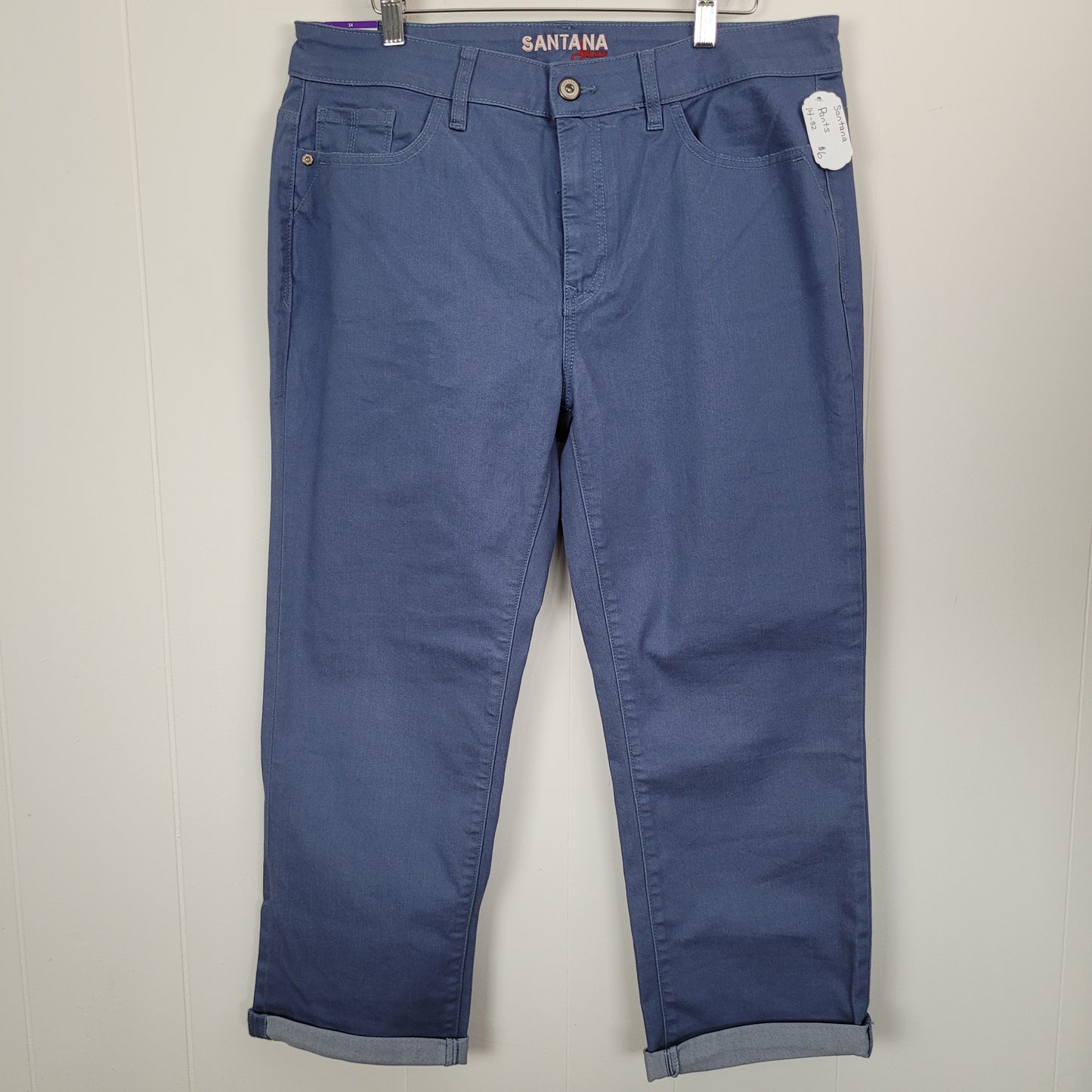 Blue Cropped Tummy Control Pants - Santana Jeans (Size 14)