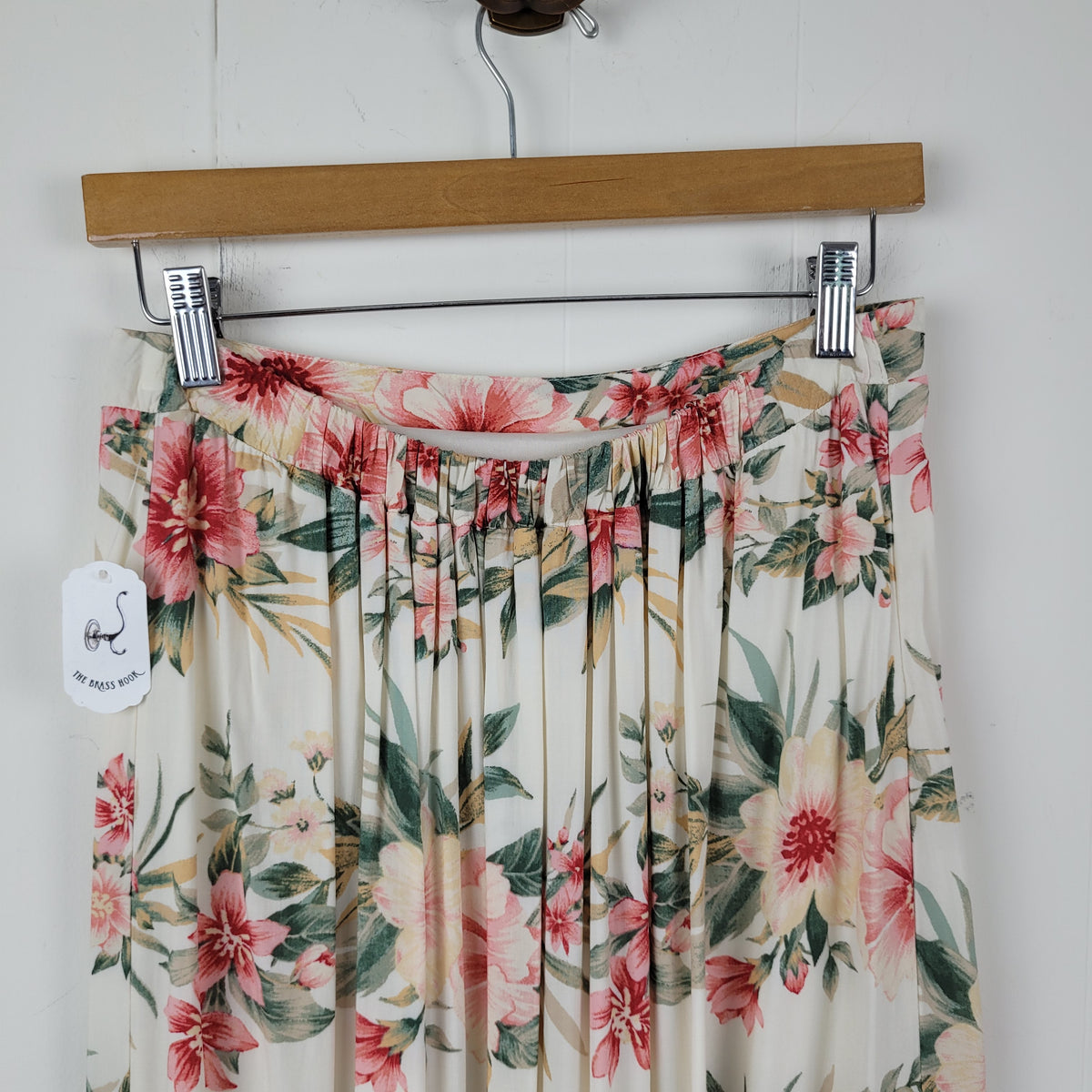 Cream Floral High-Low Maxi Skirt - American Eagle (M)