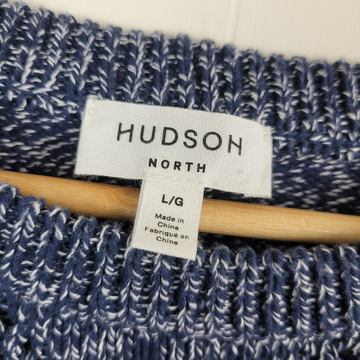 Blue Marled Open-Knit Sweater - Hudson North (Size L/G)
