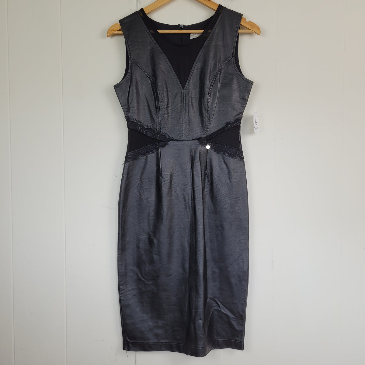 Black Faux Leather Cutout Midi Dress - Rinascimento (Size S)