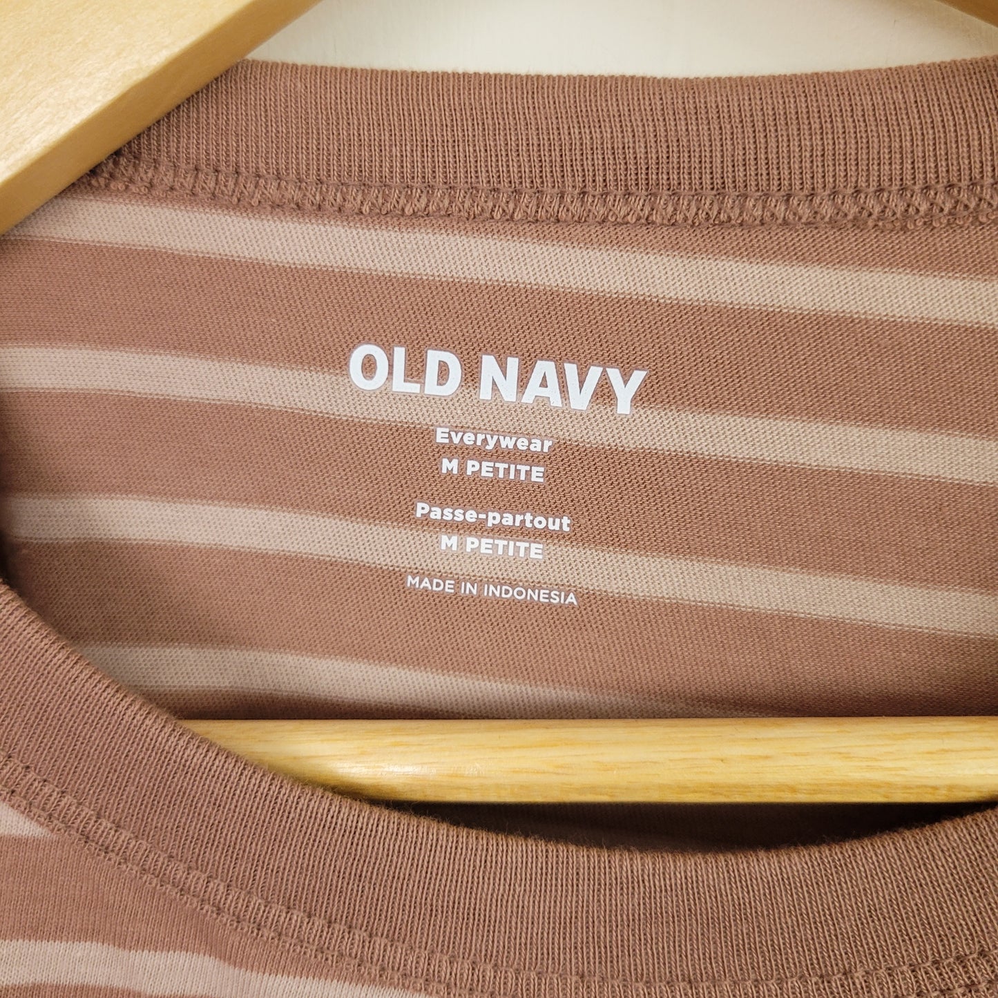 Mocha & Cream Striped Long Sleeve Tee - Old Navy (Petite Medium)