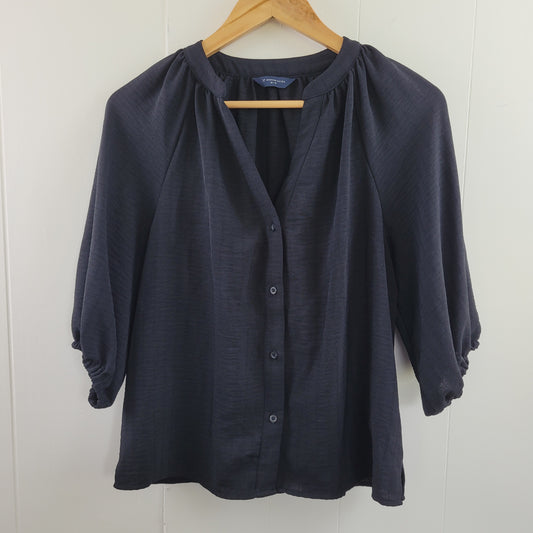 Black 3/4 Sleeve Blouse - Denver Hayes (M)