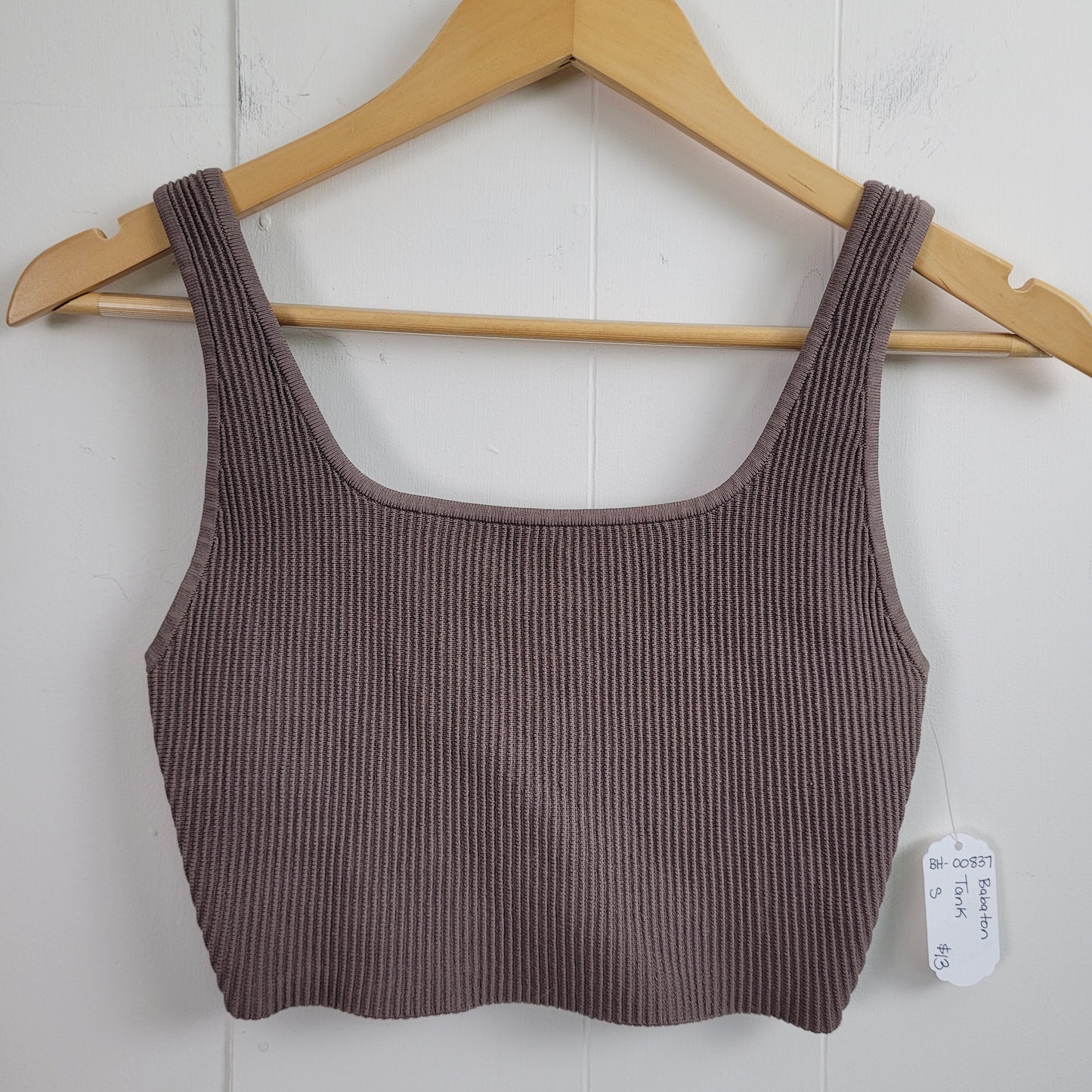 Taupe Ribbed Cropped Tank - Babaton (Size S)