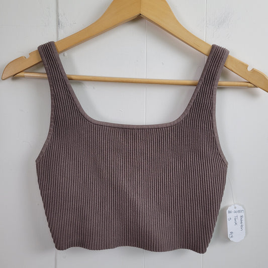 Taupe Ribbed Cropped Tank - Babaton (Size S)