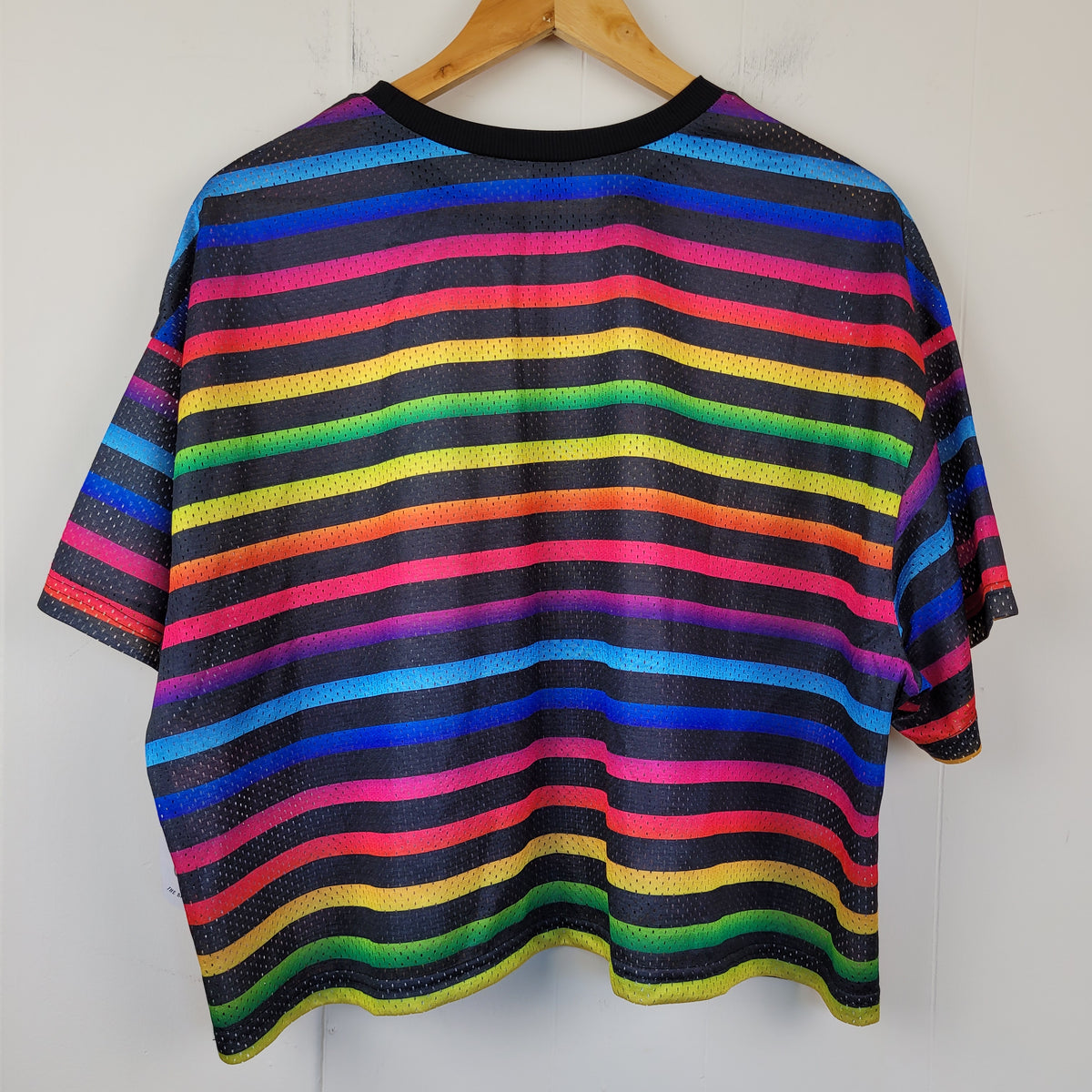Rainbow Striped Mesh T-Shirt - The Phluid Project (XL)