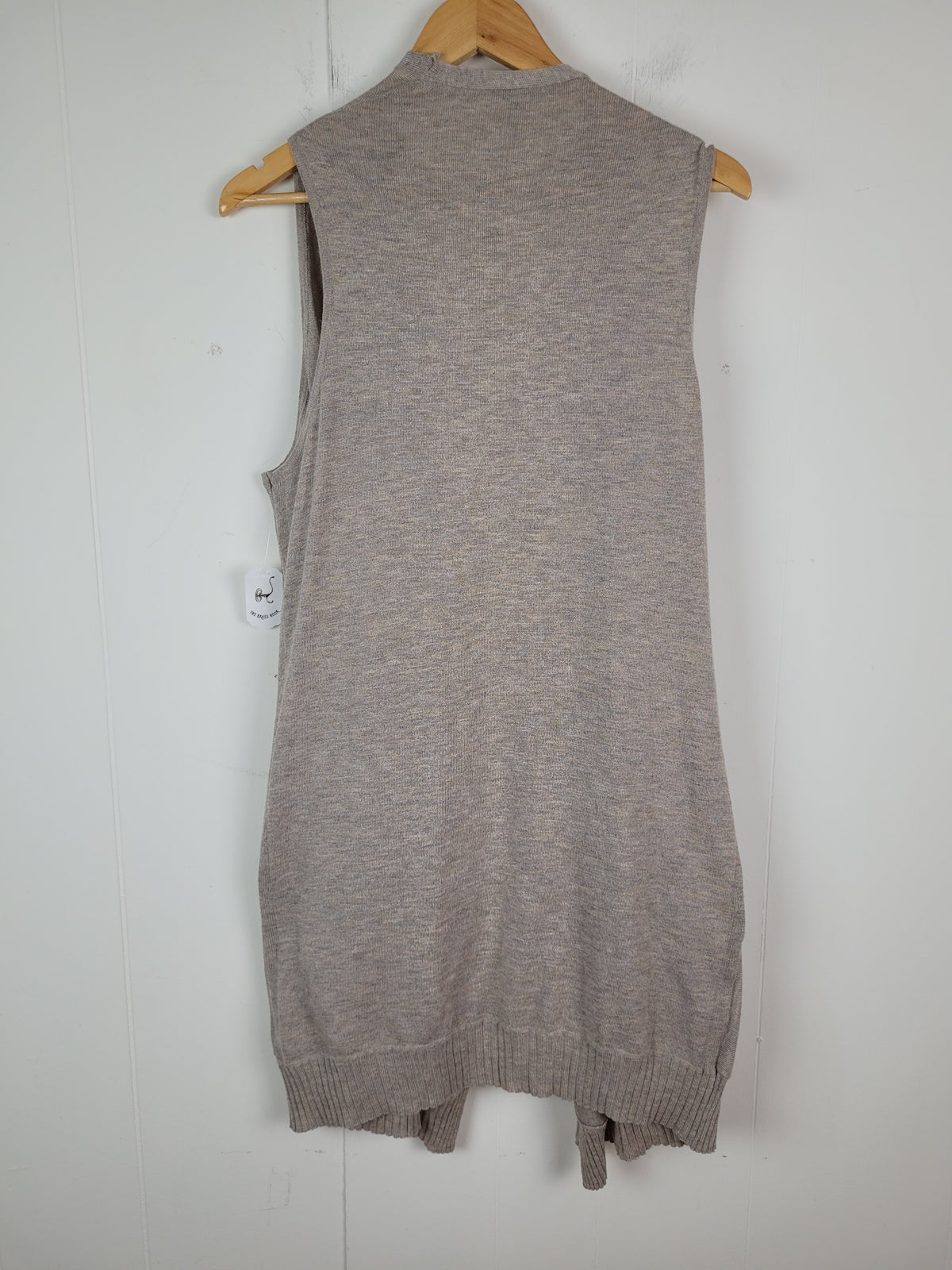 Dynamite M/L Taupe Longline Open Front Knit Vest