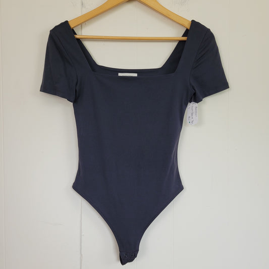 Black Square Neck Short Sleeve Bodysuit - Babaton (Size Small)