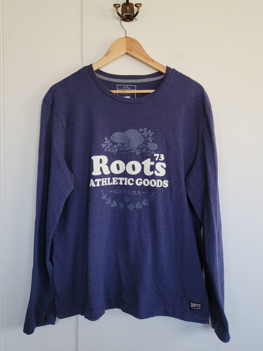 Navy Blue Graphic Long Sleeve Tee - Roots Canada (Large)