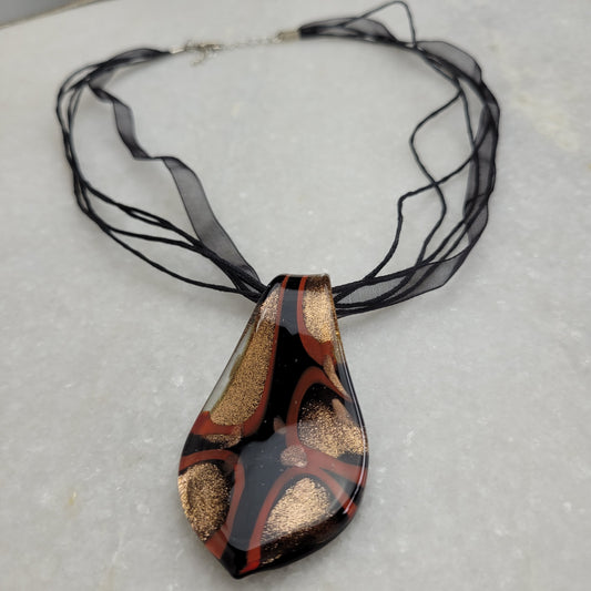 Murano Style Art Glass Pendant Necklace