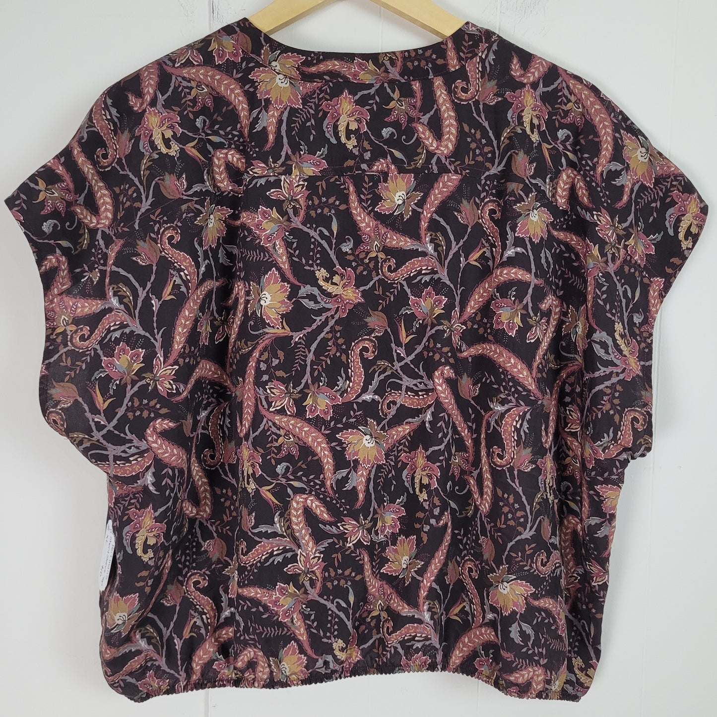 Burgundy Paisley Short Sleeve Blouse - Reitmans (XL)