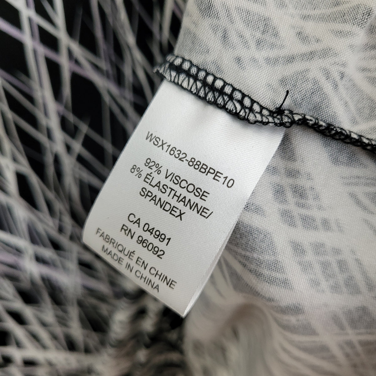 Black,White & Purple Abstract Print Long Sleeve Top - Carolina Belle (2X)
