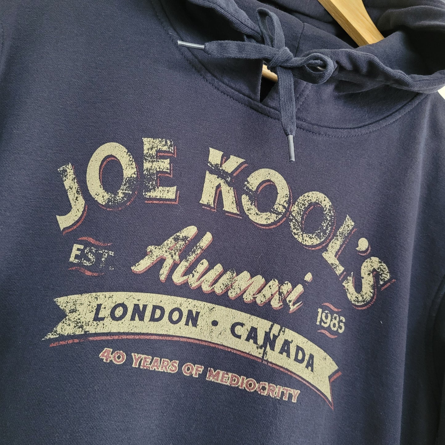 Navy Blue Joe Kool’s London Canada Hoodie – Vintage Style Graphic Pullover – Size L