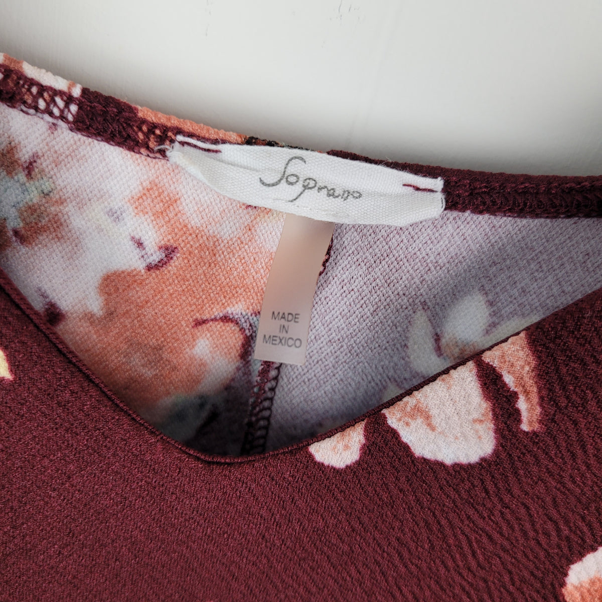 Burgundy Floral Fit & Flare Dress - Soprano (Size S)