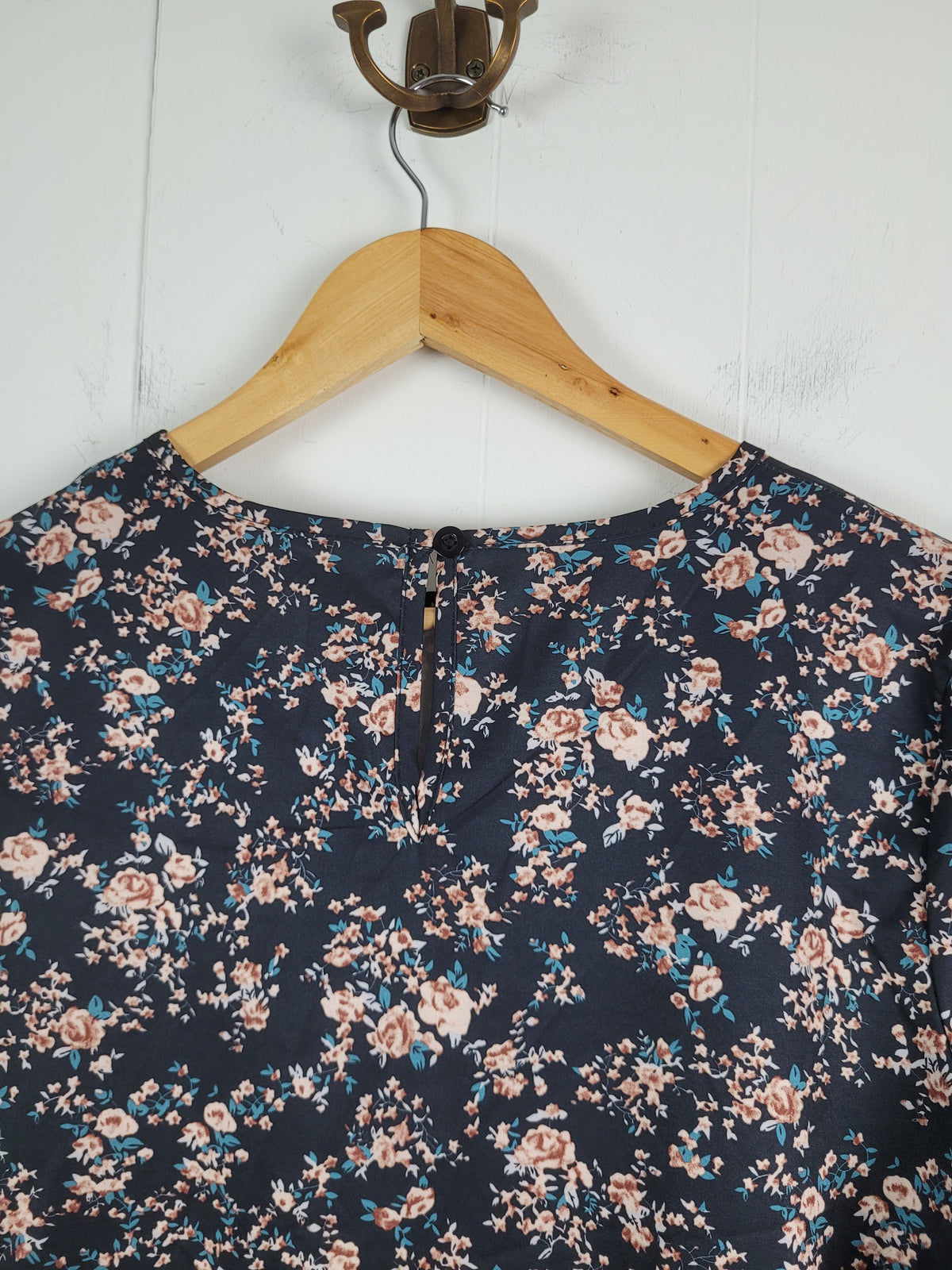Unbranded Large Black Floral Tiered Long Sleeve Mini Dress