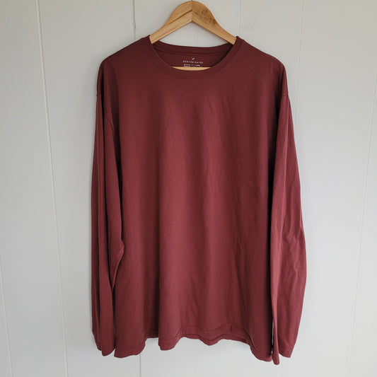 Burgundy Long Sleeve Mens Tee - Denver Hayes (2XL)