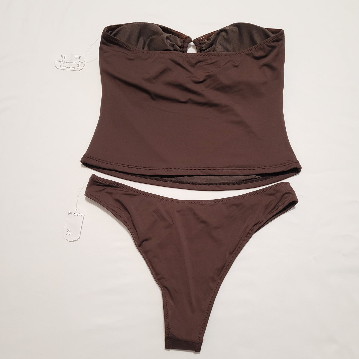 Brown Halter Tankini Swimsuit Set - Unbranded (L)