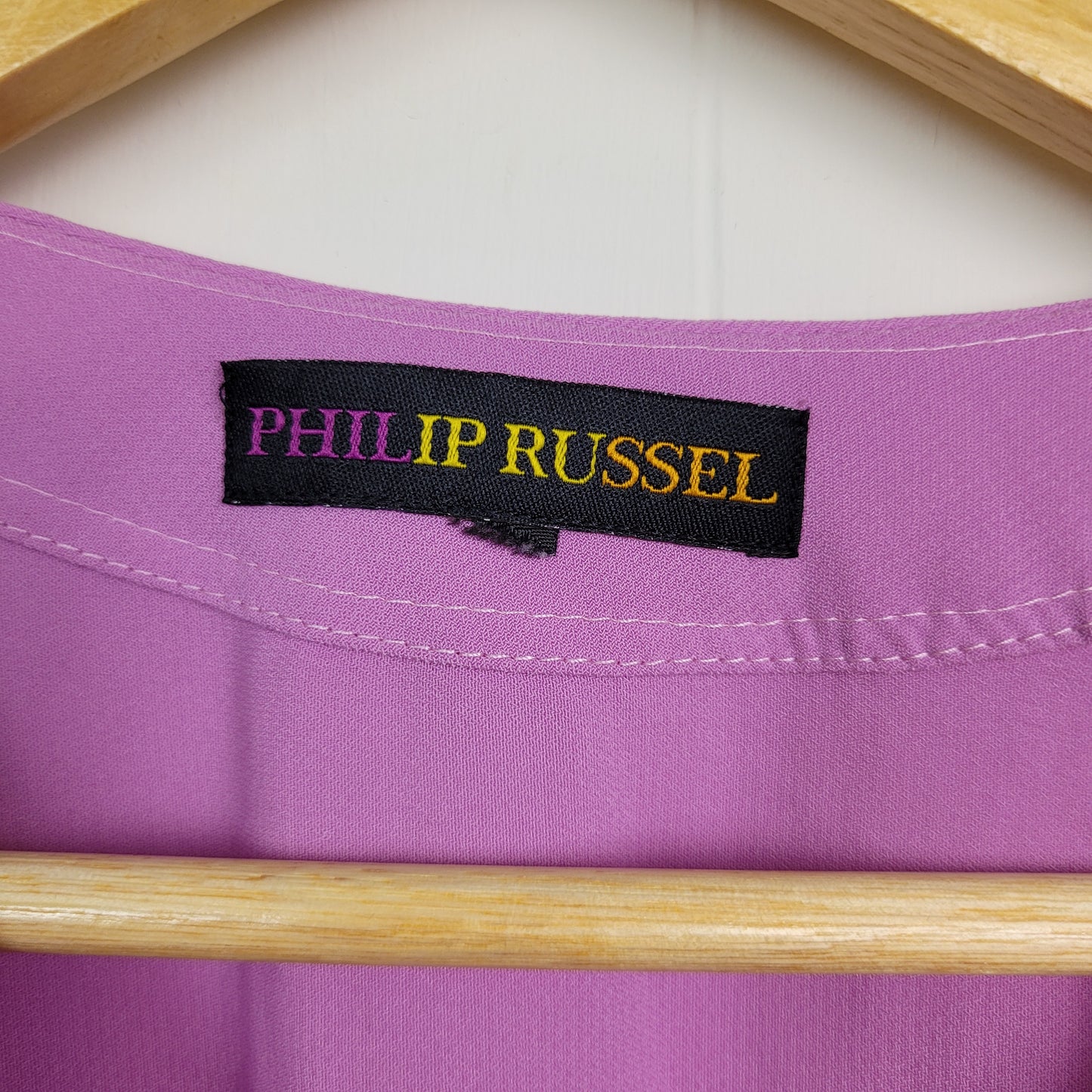 Lilac Faux Wrap Dress with Bell Sleeves - Philip Russel (Estimated Small)