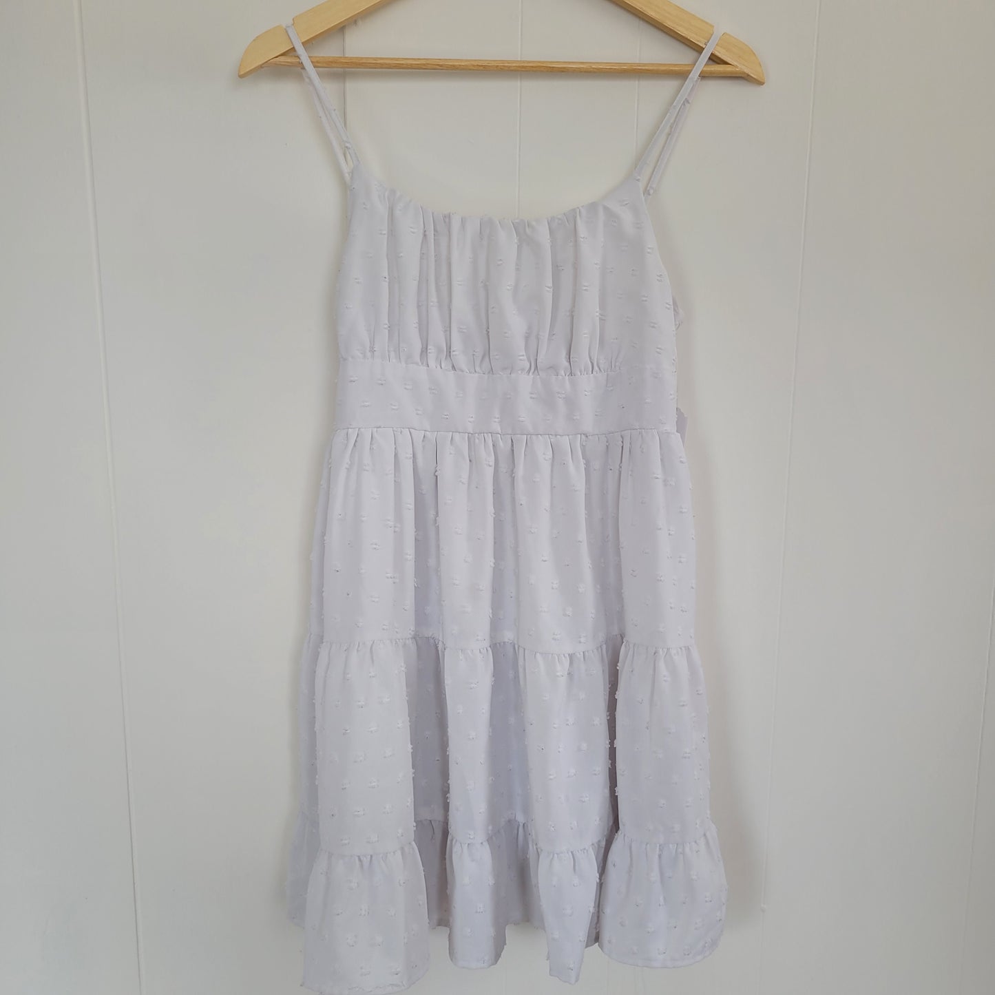White Smocked Mini Dress – Shein (Size Small)
