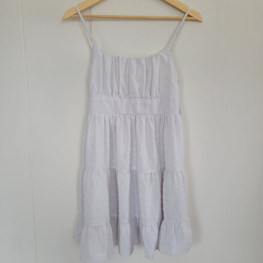 White Smocked Mini Dress – Shein (Size Small)