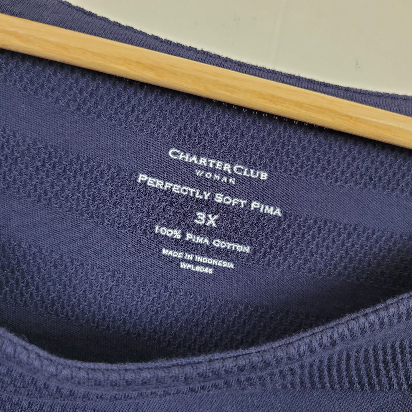 Navy Textured Pima Cotton T-Shirt - Charter Club (3X)