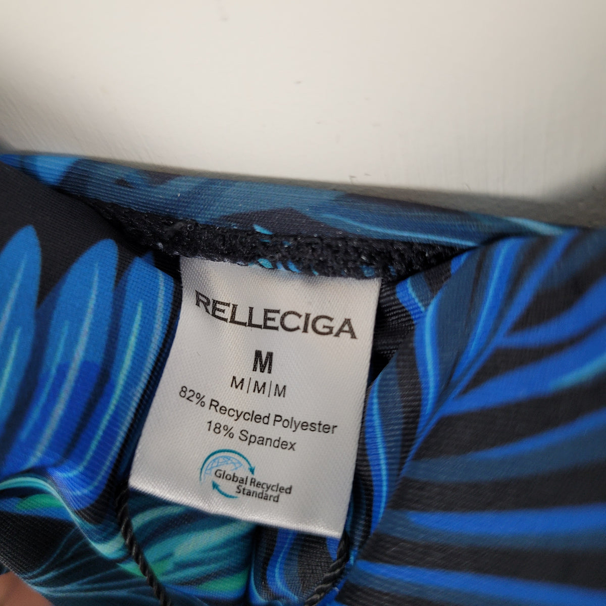 Blue Tropical Print One-Piece Swimsuit - Relleciga (M)