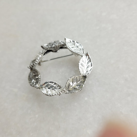 Vintage Gerry's Silver-Tone Leaf Wreath Brooch