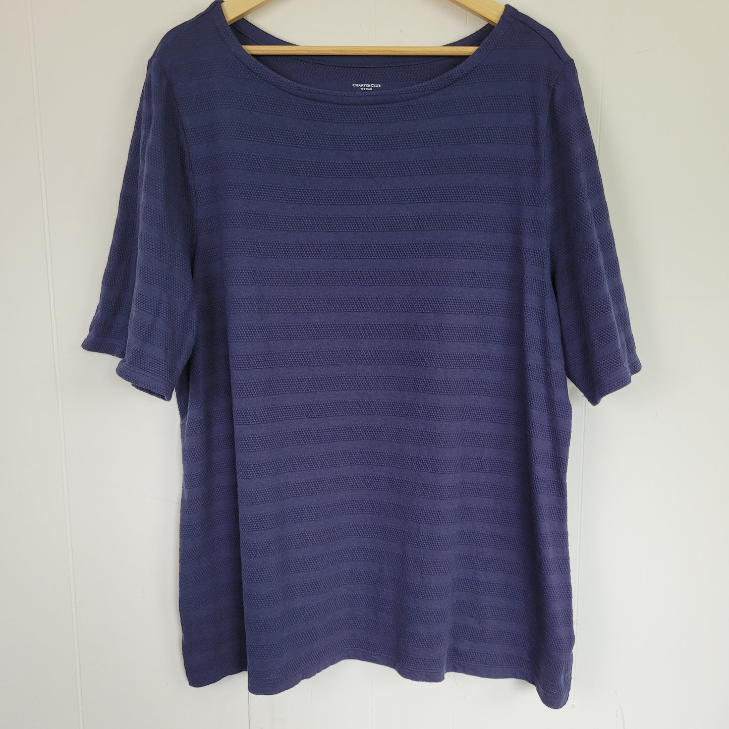Navy Textured Pima Cotton T-Shirt - Charter Club (3X)