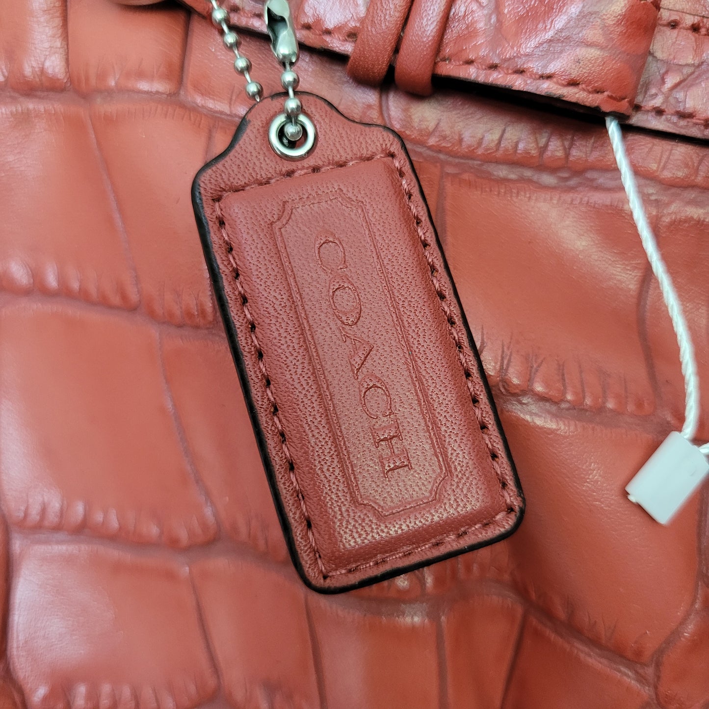 Coral Orange Madison Embossed Leather Satchel - Coach