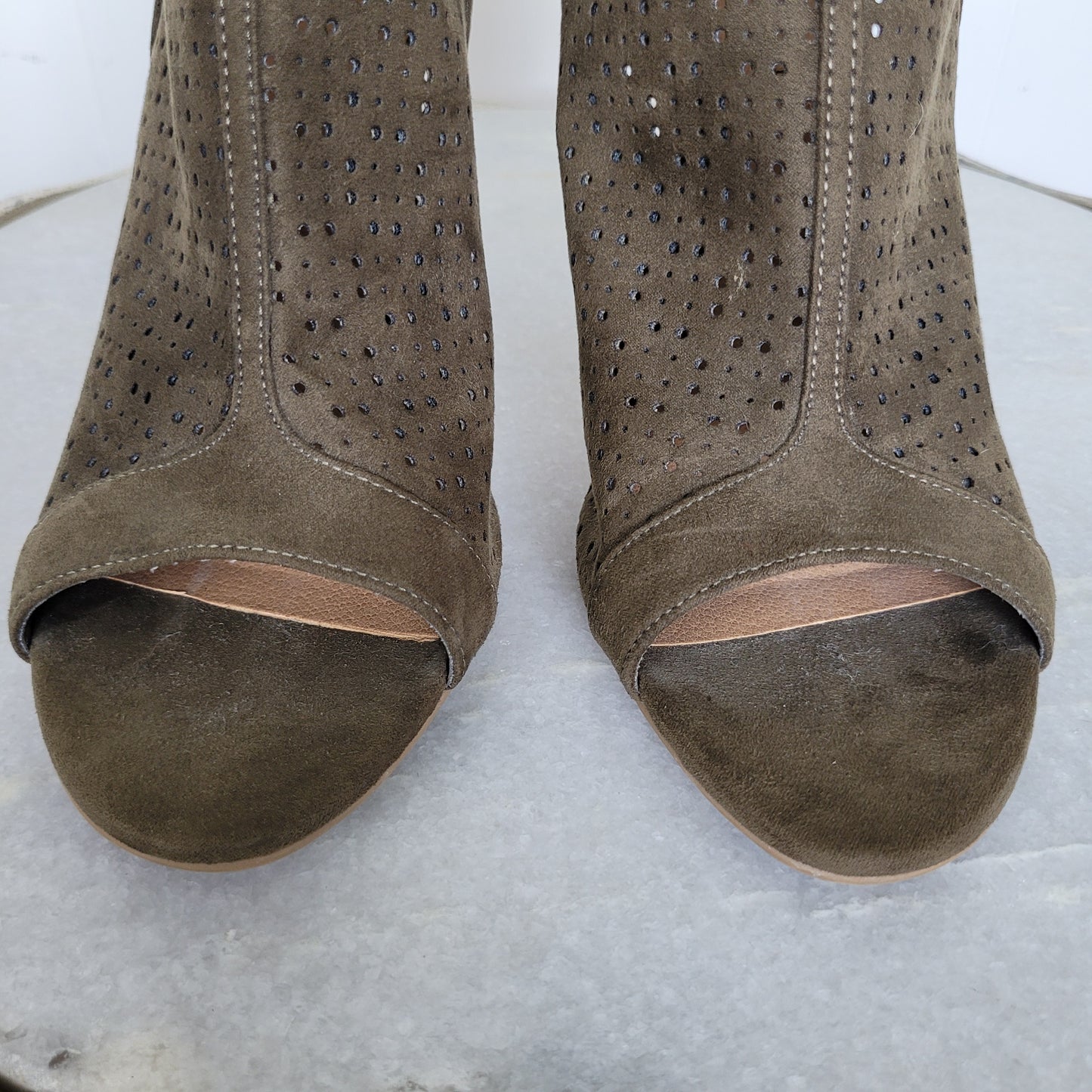 Olive Perforated Peep-Toe Heels - Christian Siriano for Payless(Size 9)