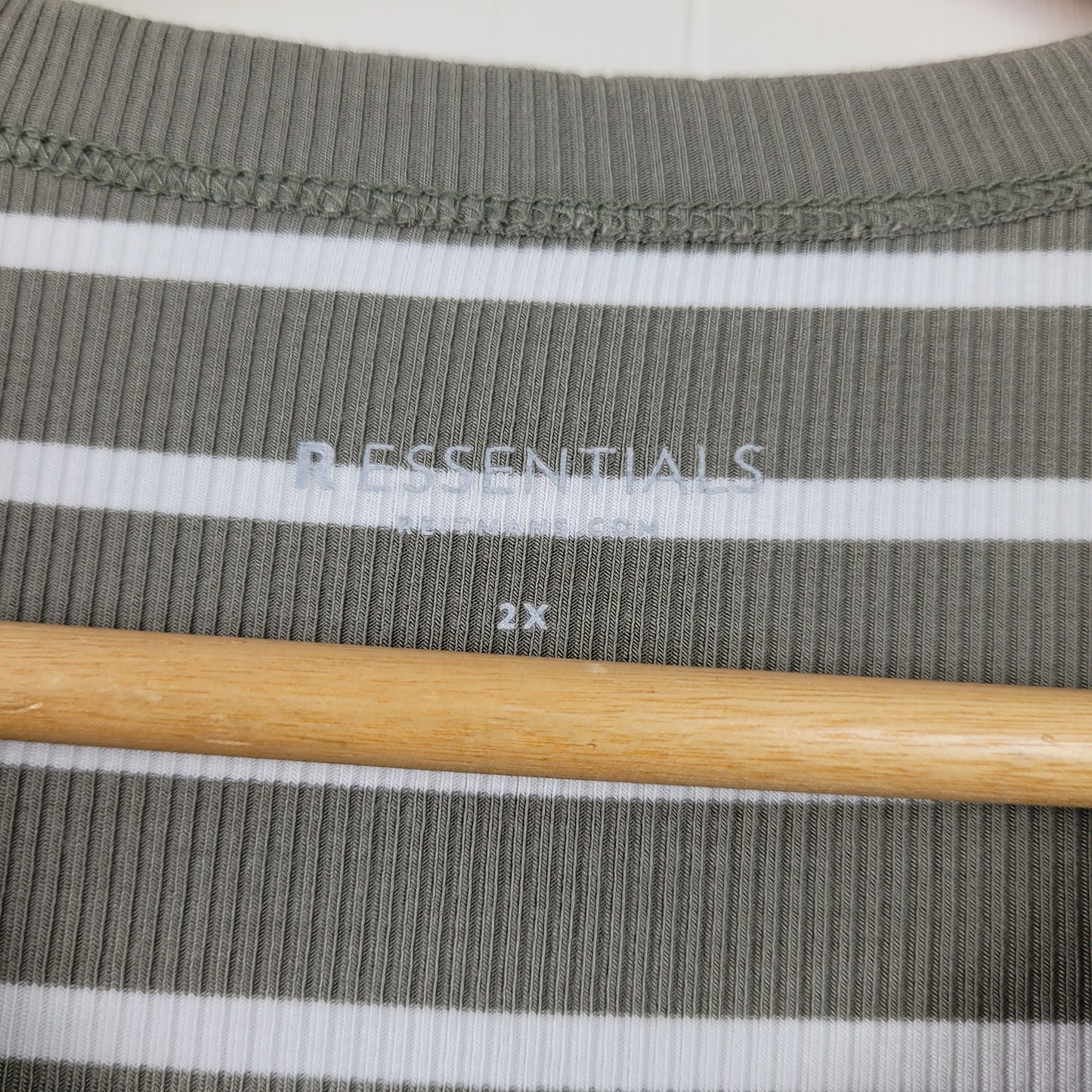 Olive Green Striped Ribbed Tank Top - Reitmans Essentials (2X)