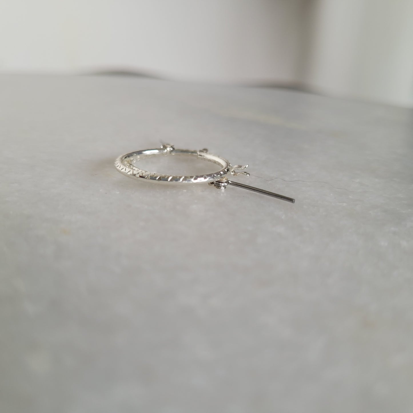 Silver-Tone Textured Hoop Earrings