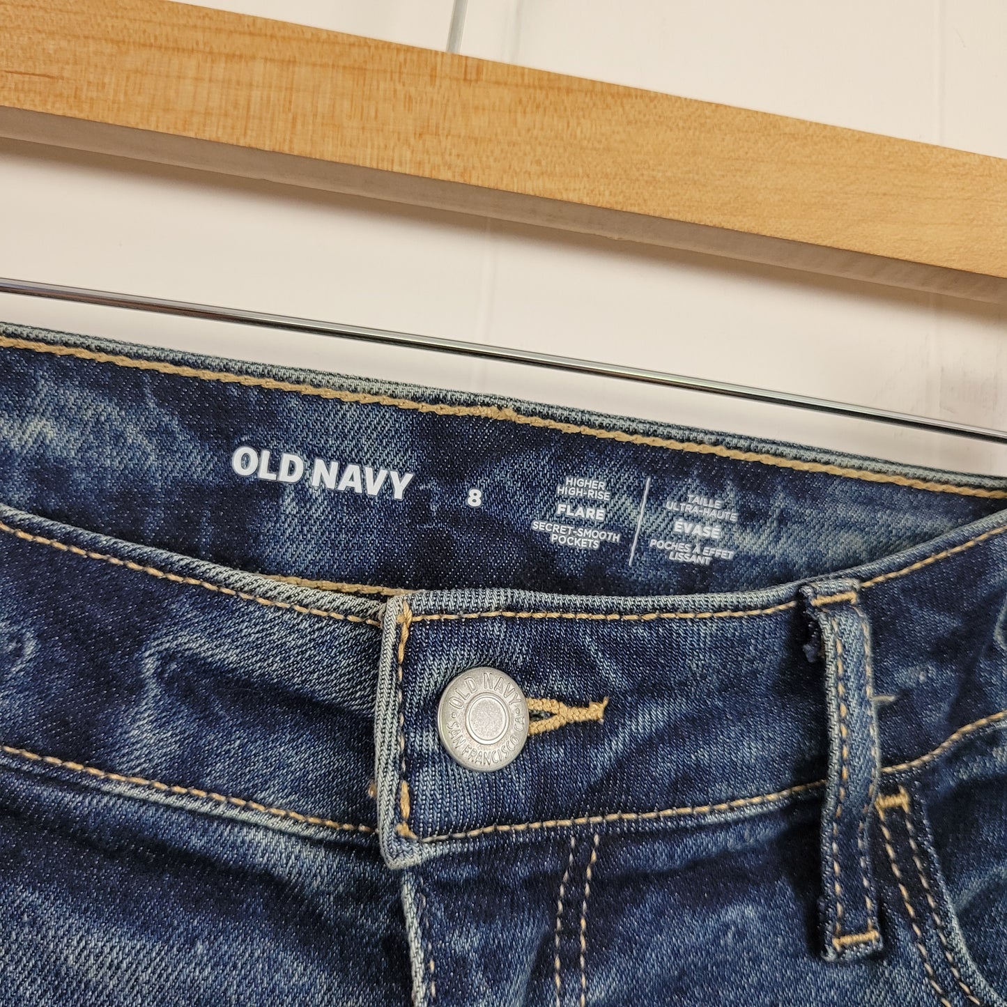 Medium Wash Higher High-Rise Flare Jeans - Old Navy (Size 8 Tall)