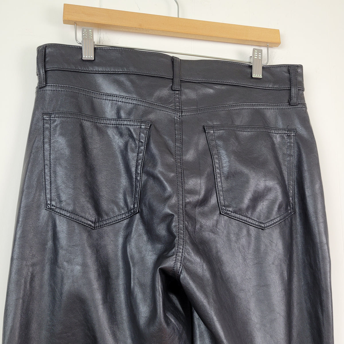 Black Faux Leather ’70s Flare High Rise Pants - Gap (Size 12)