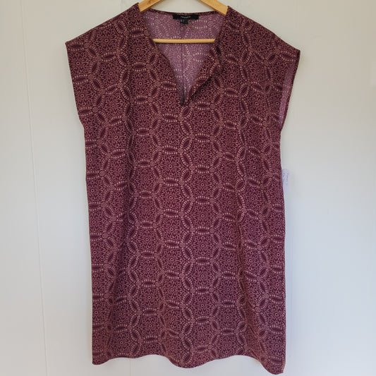 Burgundy Printed Shift Dress - Forever 21 (Small)