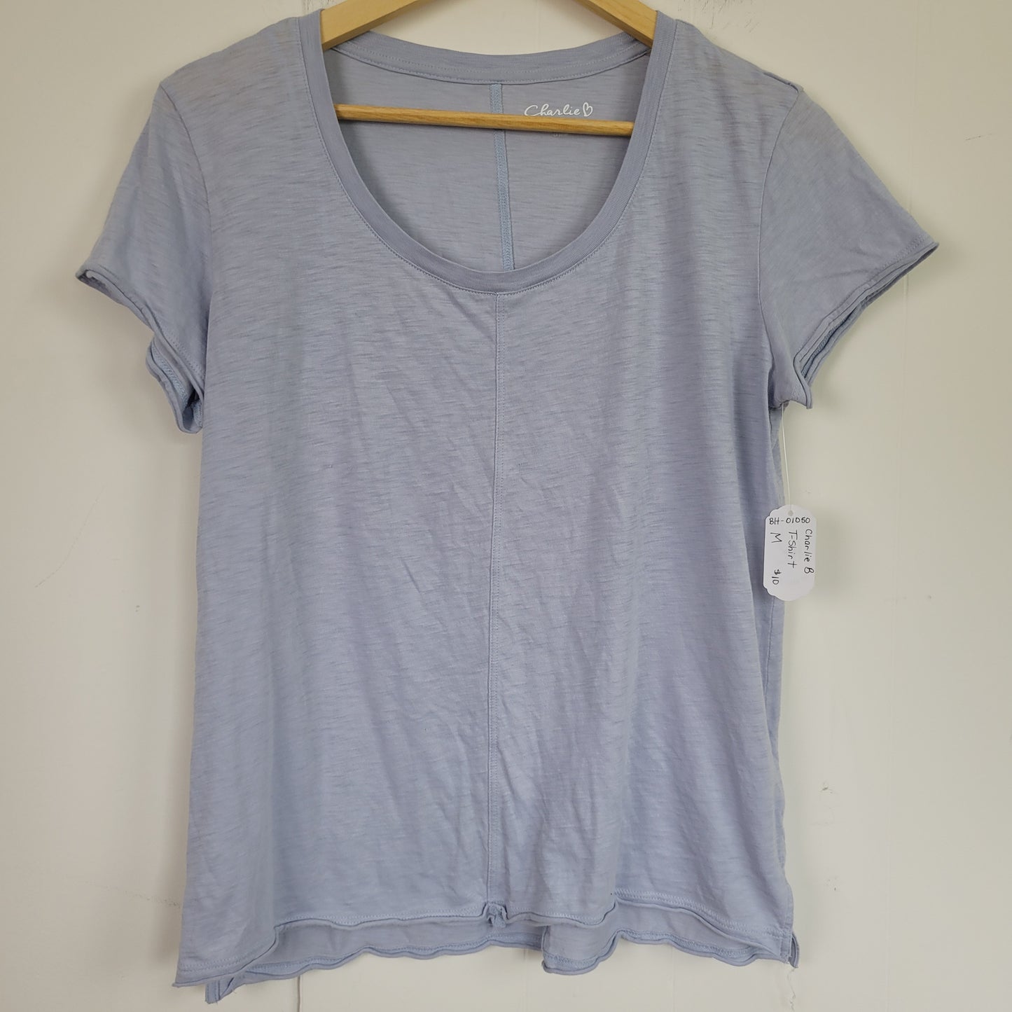 Light Blue Scoop Neck Slub T-Shirt - Charlie B (Medium)