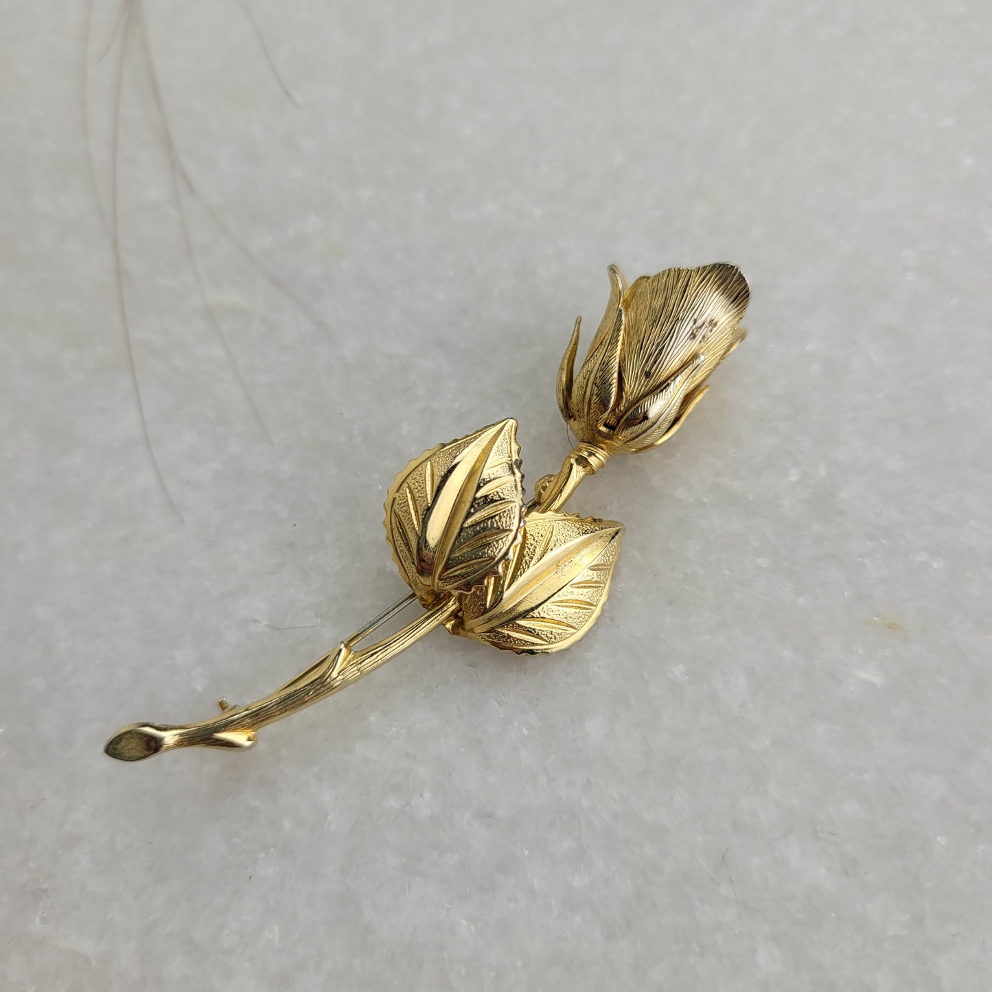 Vintage Gold Tone Rose Brooch
