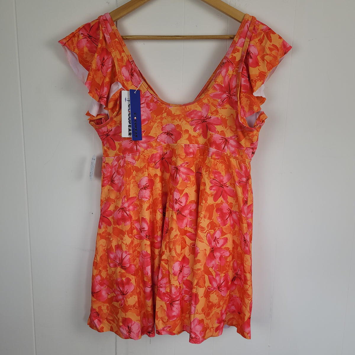 Orange & Pink Floral Swim Dress - CoCopear (Size XL)