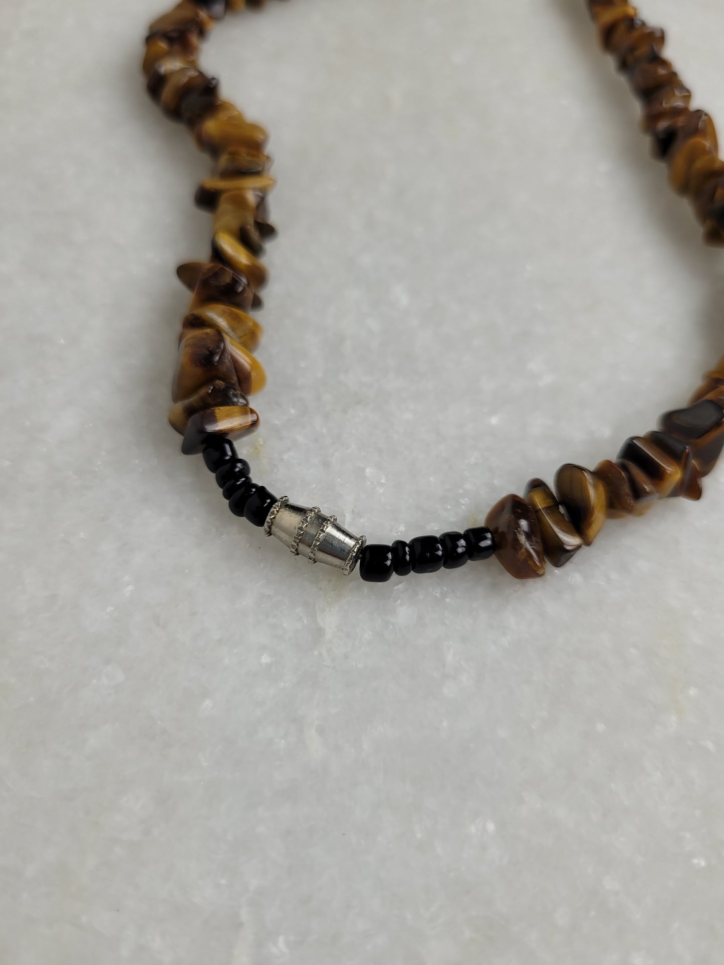 Tiger's Eye Chip Bead Necklace with Teardrop Pendant