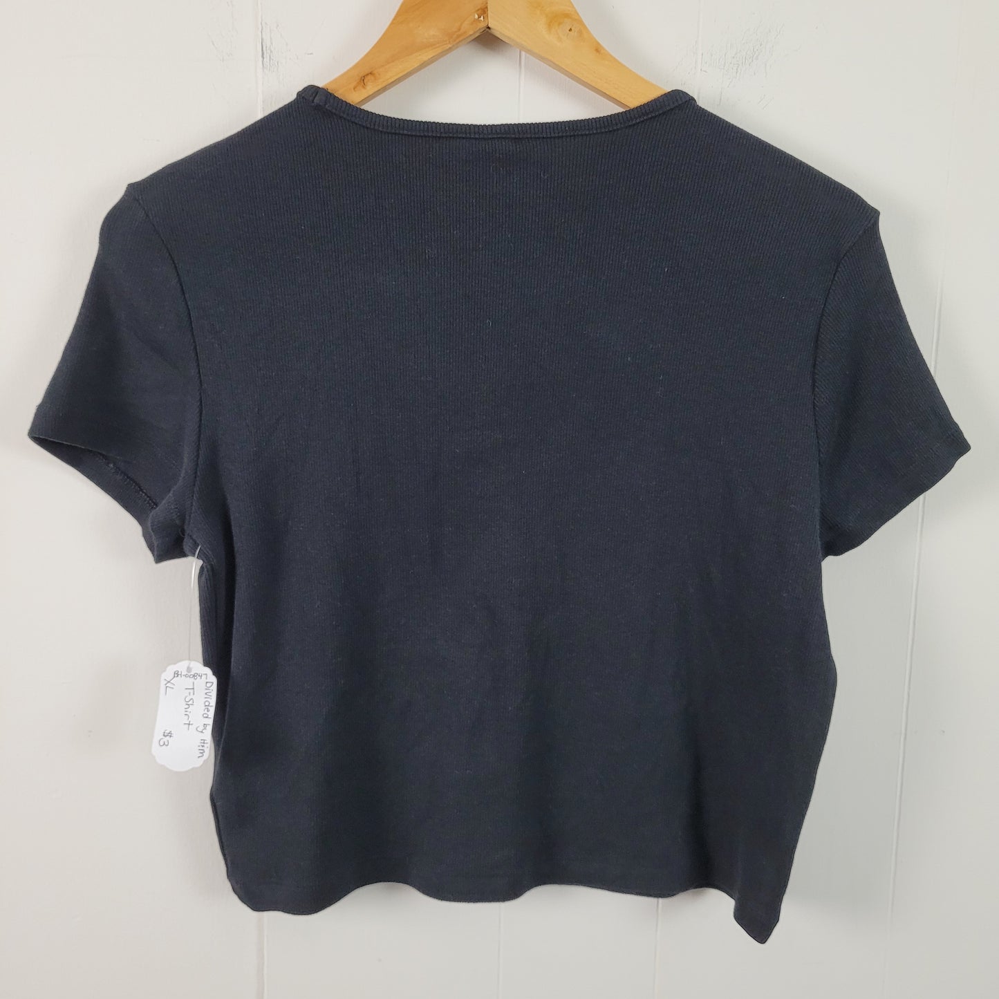 Black Ribbed Cropped T-Shirt - Divided by H&M (XL)