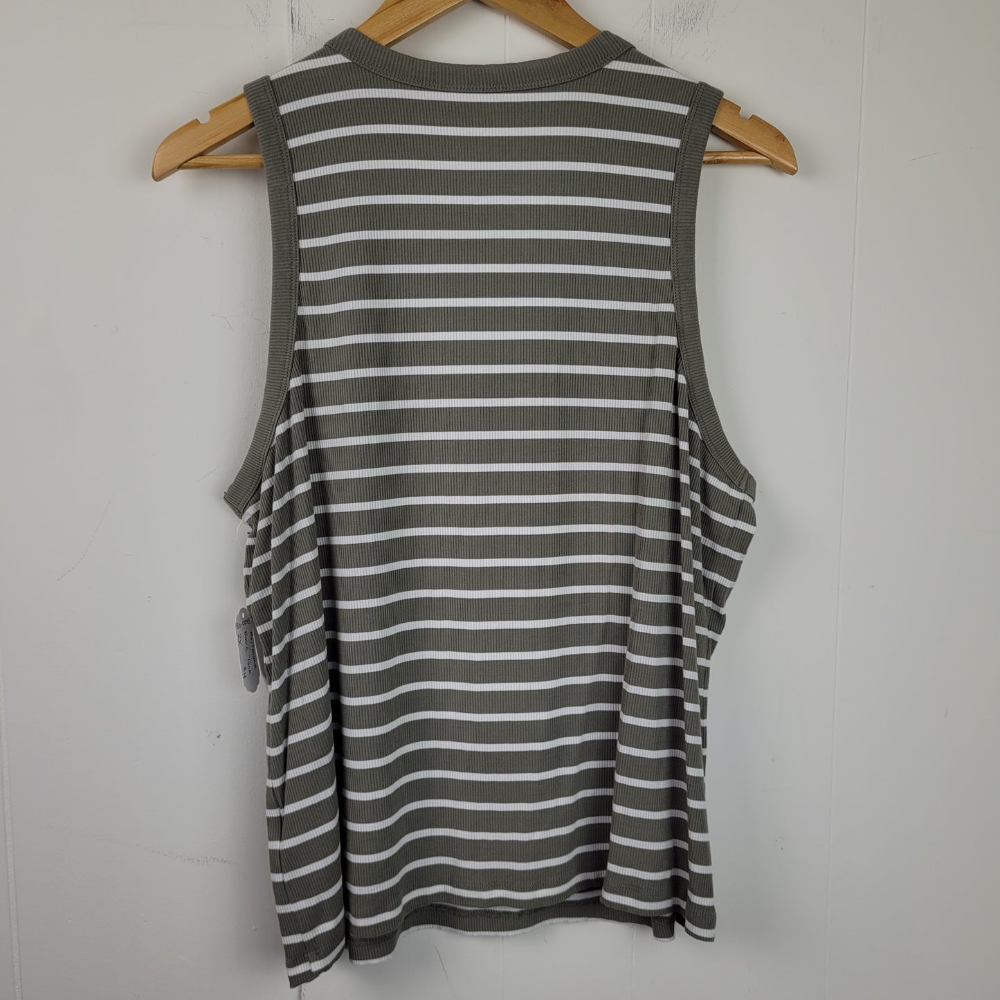 Olive Green Striped Ribbed Tank Top - Reitmans Essentials (2X)